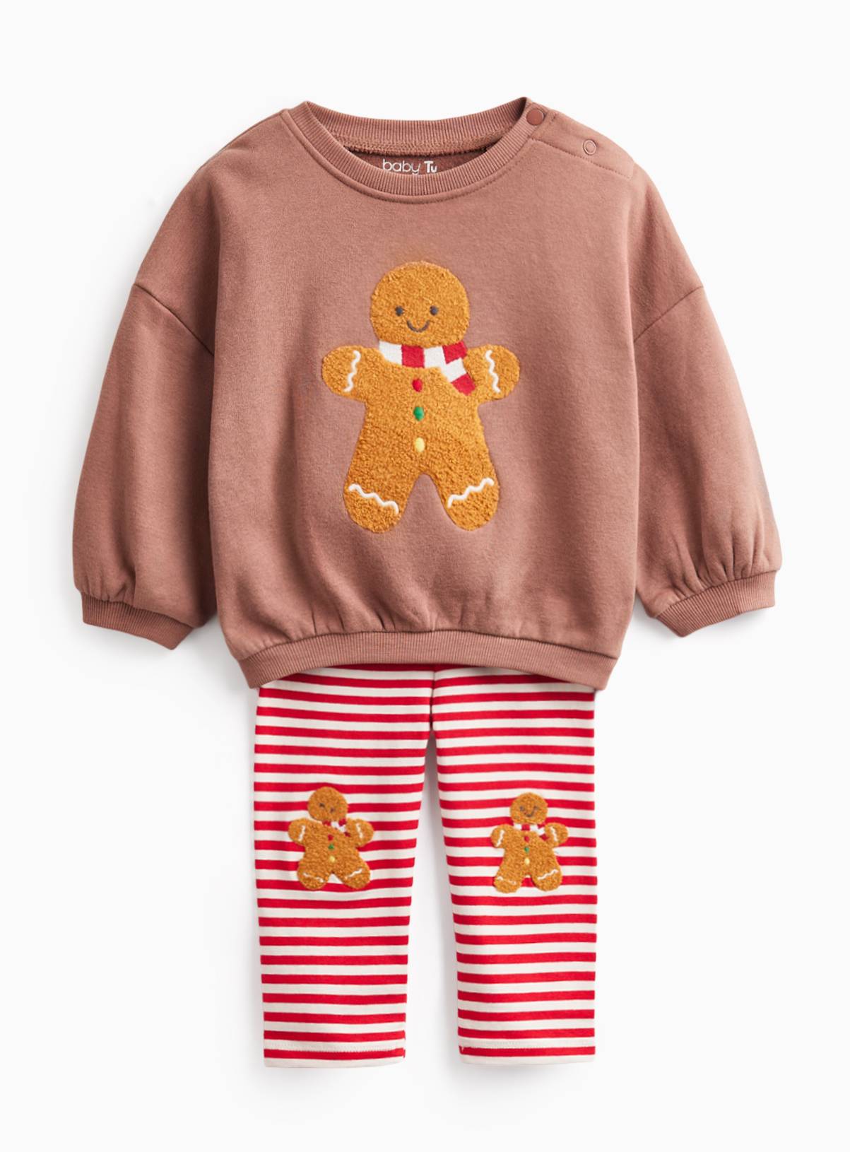 Brown Christmas Gingerbread Sweat Set 3-6 months - Image 1